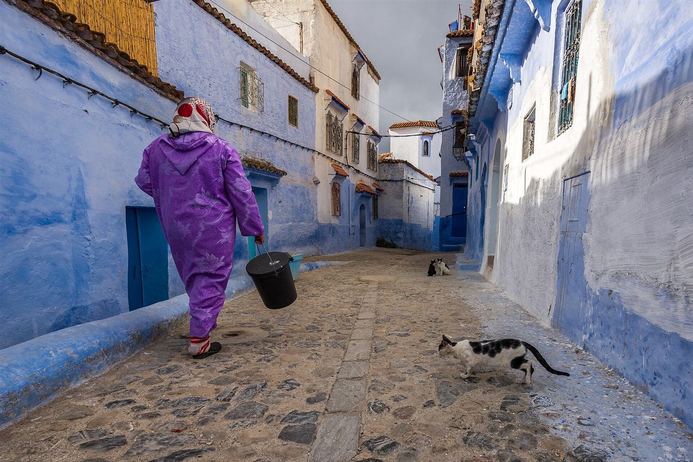 Blue-painted street in Chefchaouen